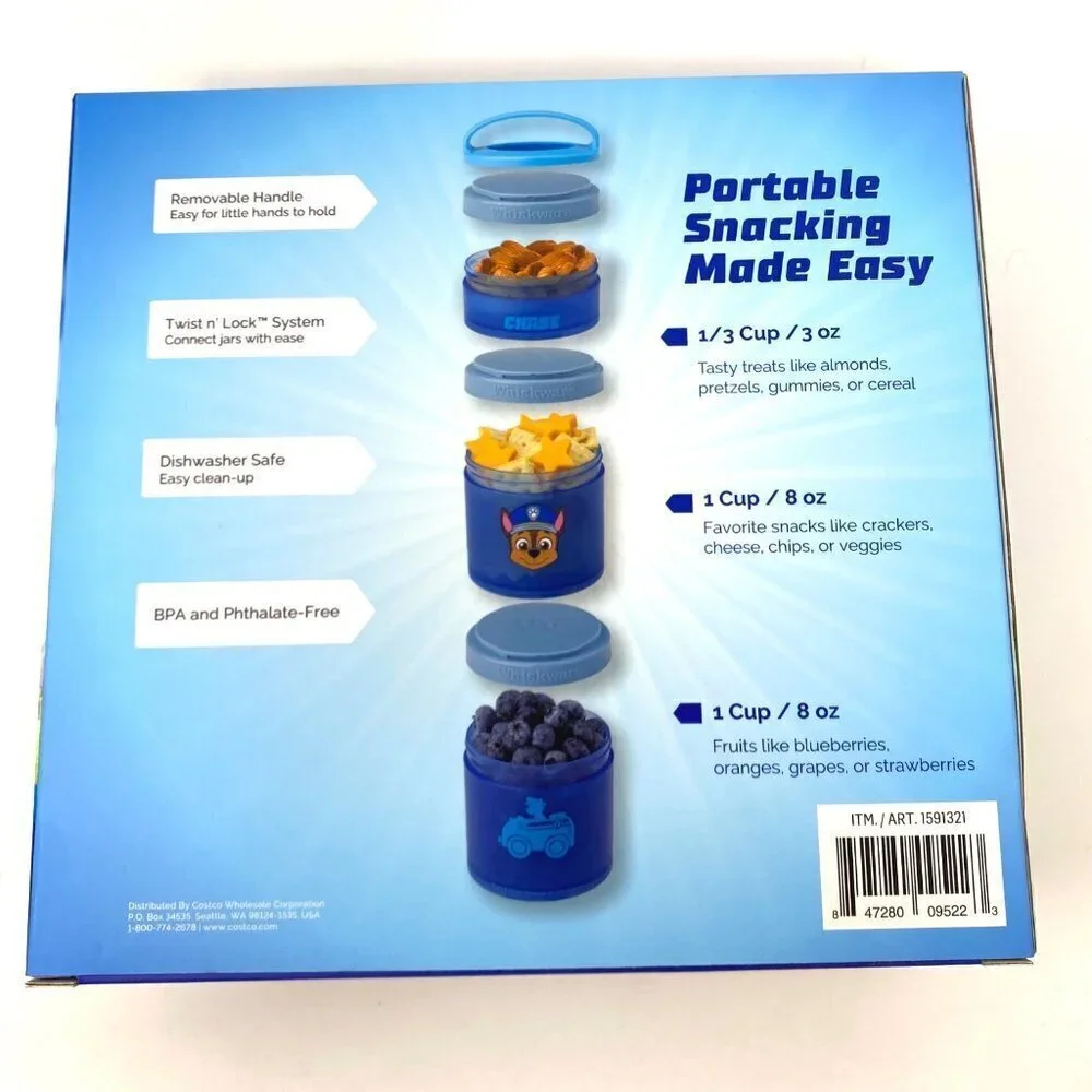 Whiskware Bluey Or Paw Patrol Snack Containers On The Go Kids Toddler Twist Lock